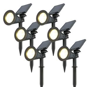 Hoftronic Faretto da giardino solare a LED 2W 3000K 300lm IP65 Nero Set da 6 pezzi