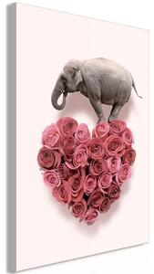 Quadro - Elephant Lover (1-part) - Elephant Amid Pink Flowers