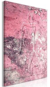 Quadro - Figure on Pink Background (1-part) - Female Silhouette in Marble