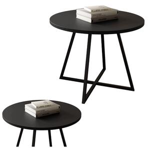 EstiloHome Tavolino YAMA rotondo, diametro 50 cm, nero – Tavolino ausiliario con struttura in metallo