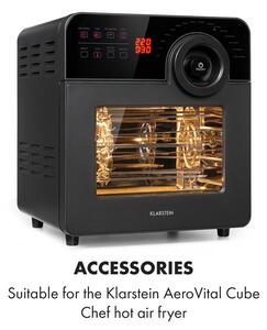 Klarstein AeroVital Cube Chef friggitrice ad aria griglia per girarrosto accessori acciaio inox