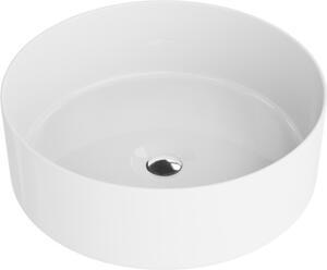 LAVITA Lavabo da appoggio Merida | Lavabo rotondo | Lavabo senza troppofilo e senza foro per il miscelatore | Realizzato in porcellana di alta qualità | Mobile lavabo | 37x37x12 cm | Bianco lucido
