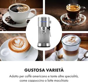 Klarstein Macchina per caffe espresso Futura 20 bar 1450W 1,25l acciaio inossidabile