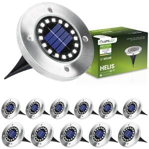 LUMILED luci solari a terra per esterni 12x luce solare per giardino 16 LED luce solare per esterni luce da giardino acciaio inox lampade solari per esterni bianco neutro