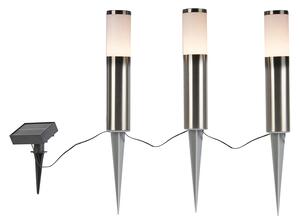 Set di 3 Lampioncini acciaio LED IP44 solare ROX