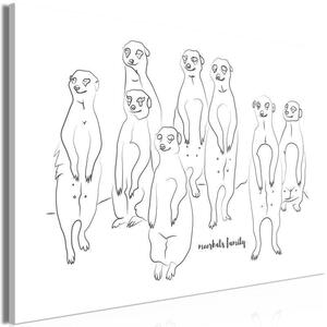 Quadro - Animal Patrol (1-part) - Meerkats on Black and White Background