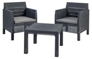 Salotto da giardino 2 posti in resina effetto rattan completo di cuscini Matilde TOOMAX - Antracite