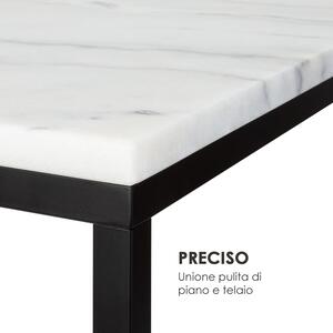 Besoa Volos T50 Tavolino 50x40x50 cm Marmo Indoor & Outdoor Nero/Bianco