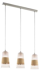 Lampada a sospensione Burnham a 3 luci in rafia opaca, nichel naturale, bianco Eglo 49152