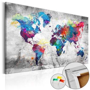 Quadro di sughero - World Map: Grey Style