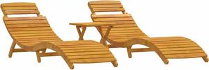 Lettino prendisole 3 pcs Marrone Legno di Acacia Massello