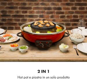 Klarstein Szechuan Hot Pot e piastra grill 5l vol. 1350 W, 600 W rosso
