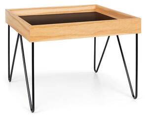 Besoa Big Lyon tavolino da caffe melamina/MDF con impiallacciatura in legno di quercia telaio d'acciaio nero