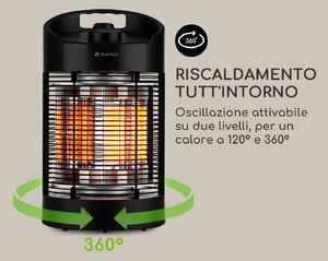 Blumfeldt Heat Guru 360 Mini, radiatore di calore a infrarossi, 700/350W, oscillazione, nero