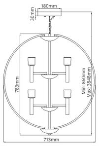 Quintiesse QN-MONDO8 - Lampadario LED a sospensione su cavo MONDO 8xG9/3W/230V finitura cromo lucido