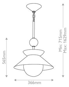 Quintiesse QN-SAUCER-1P-M-AB-OPAL - Lampadario su asta SAUCER M 1xE27/40W/230V, oro