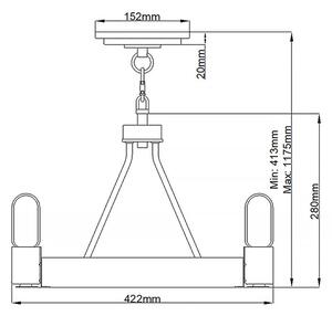 Quintiesse QN-SILAS-3P-DZ - Lampadario a stelo SILAS 3xE27/60W/230V nero/oro