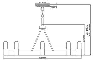 Quintiesse QN-SILAS-8P-DZ - Lampadario a stelo SILAS 8xE27/60W/230V nero/oro