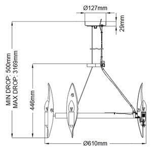 Quintiesse QN-WILLOW6-CBK - Lampadario sospeso su cavo WILLOW 6xE14/40W/230V oro/nero