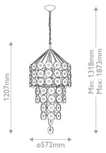Quintiesse QN-MERIDIAN-9P-DG - Lampadario a sospensione MERIDIAN con catena 9xE14/40W/230V, finitura oro