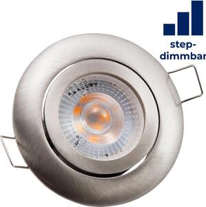 Plafoniera a LED da incasso McShine "Eco-50", 5W, 400 lm, 3000K, dimmerabile, acciaio inox spazzolato