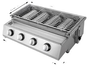 Barbecue a gas, 4 bruciatori, struttura in acciaio inox, grigio chiaro