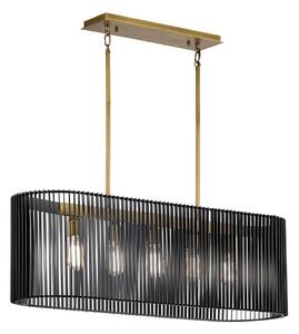 Quintiesse QN-LINARA-ISLE-BK - Lampadario con asta LINARA 5xE27/60W/230V nero/oro