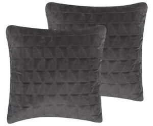 Set di 2 cuscini decorativi in cotone grigio motivo geometrico 45 x 45 cm triangolo quadrato minimalista moderno accessori Beliani