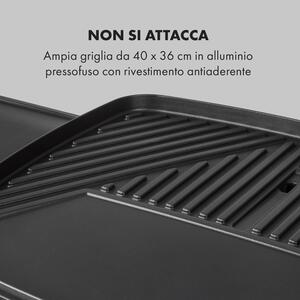 Klarstein Gatsby grill elettrico 2000W superficie barbecue antiaderente tavoli laterali nero