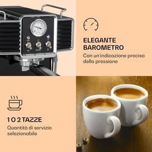 Klarstein Gusto Classico, macchina per caffe espresso, 1350 Watt, pressione 20 bar, serbatoio: 1,5 litri