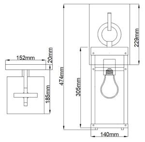 Quintiesse QN-PORTER-M-DZ - Lampada da parete esterna PORTER M 1x E27/60W/230V IP44 nero