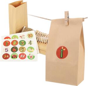 Calendario dell'Avvento com-four® da riempire da soli - Calendario di Natale da realizzare per i bambini - Calendario fai da te per Natale (la selezione di adesivi varia!)