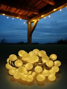 Catena luminosa a LED, multicolore o bianco caldo, ideale per feste. LED con sfere resistenti, grado di protezione IP44. Colore: bianco caldo. Lunghezza: 4,8 metri