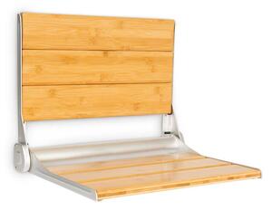 OneConcept Arielle Deluxe sedia da doccia bambu alluminio pieghevole 160 kg max. legno