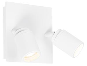 Faretto da bagno moderno quadrato bianco 2 luci IP44 - Ducha