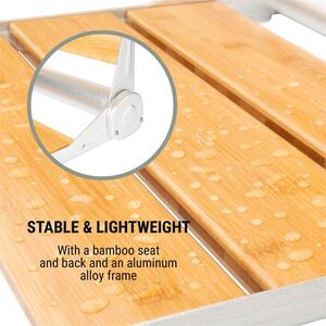 OneConcept Arielle Deluxe sedia da doccia bambu alluminio pieghevole 160 kg max. legno