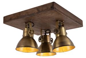 Lampada da soffitto in bronzo con legno 3 luci - MANGOES
