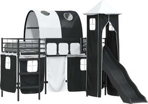 Letto a soppalco per bambini vidaXL, nero, 100 x 190 cm, metallo