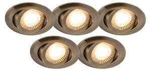 Set di 5 moderni faretti da incasso bronzo con LED dimmerabile in 3 fasi - Mio