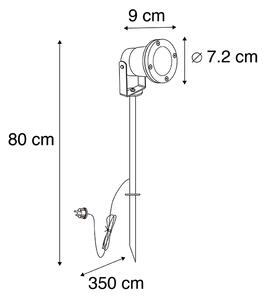 Faretto da palo nero 40cm cavo e plug IP44 - BASIC