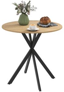 HOMCOM Tavolo da pranzo, tavolo da cucina rotondo per 2 persone in stile industriale, rovere bianco