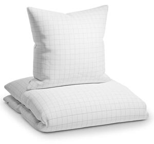 Sleepwise Soft Wonder-Edition, biancheria da letto, 135x200 cm, bianco/grigio a quadretti