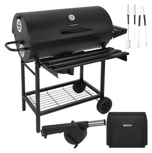 Kaminer 27315 Barbecue da giardino con ruote a carbone 108 x 67 x 96 cm, termometro