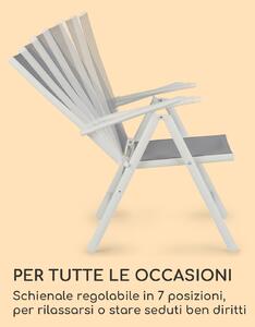 Blumfeldt Almeria set da 2 sedie pieghevoli 56,5x107x68 cm ComfortMesh alluminio bianco