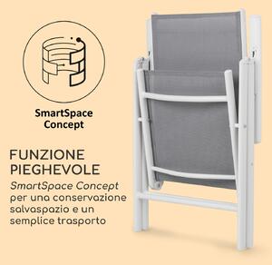 Blumfeldt Almeria set da 2 sedie pieghevoli 56,5x107x68 cm ComfortMesh alluminio bianco