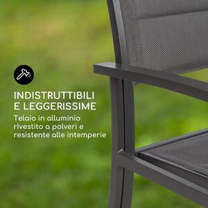 Blumfeldt Torremolinos sedie da giardino 2 pezzi alluminio ComfortMesh grigio scuro