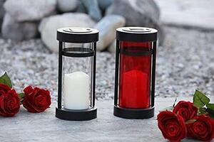 Lampada da esterno a LED per tombe ARIMO Solar / FP 12x12x26 cm (bianco e nero / vetro e metallo)