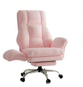 Sedia da ufficio ergonomica, comfort regolabile, utilizzo versatile, rivestita in rosa con effetto teddy