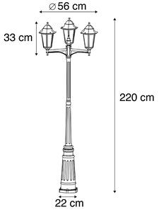 Lanterna da esterno nera 220 cm 3 luci IP44 - Avana