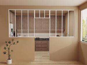 Vetrata atelier con sopraluce 2 x L120 x H130 + L73 x H40 cm Bianco in Alluminio termolaccato - Lotto di 2 - BAYVIEW